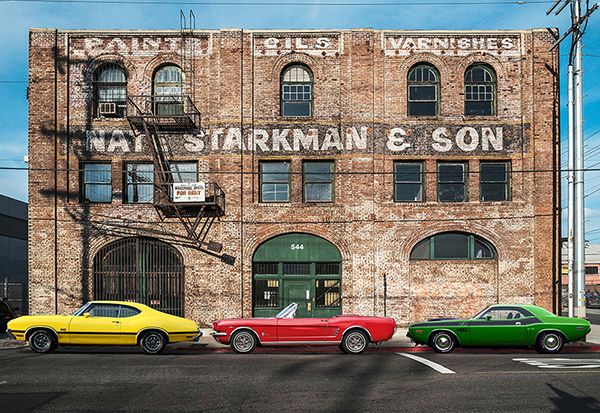 Gasoline Images, Urban Landscape with Muscle Cars