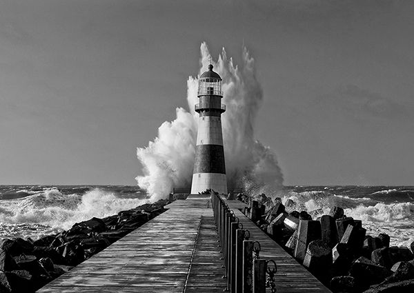 Pangea Images, Lighthouse in the Mediterranean Sea (BW)