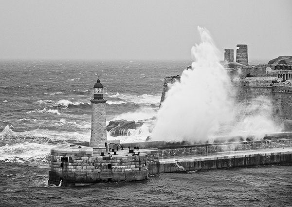 Pangea Images, Lighthouse in the Storm (B&W)