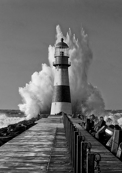 Pangea Images, Lighthouse in the Mediterranean Sea (detail, B&W)