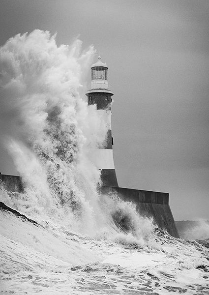 Pangea Images, Lighthouse, North Sea (B&W)