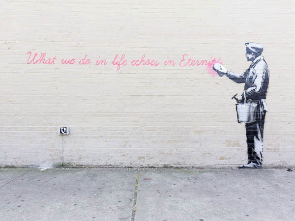 Anonymous (attributed to Banksy), 68th Str/38th Avenue, Queens, NYC (graffiti attributed to Banksy)