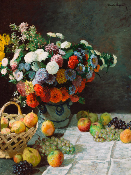 Claude Monet, Still life with flowers and fruit