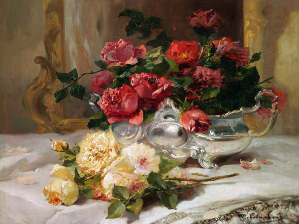 Eugene Henri Cauchois, Roses on a Dressing Table