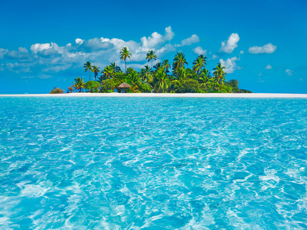 Frank Krahmer, Tropical lagoon with palm island, Maldives