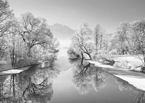 Frank Krahmer, Winter landscape at Loisach, Germany (BW)