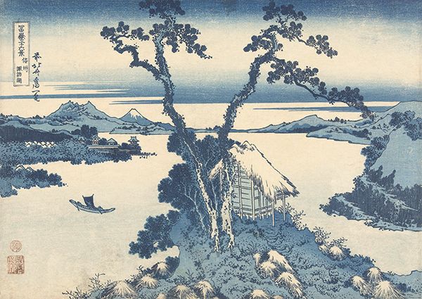 Katsushika Hokusai, A View of Mount Fuji Across Lake Suwa