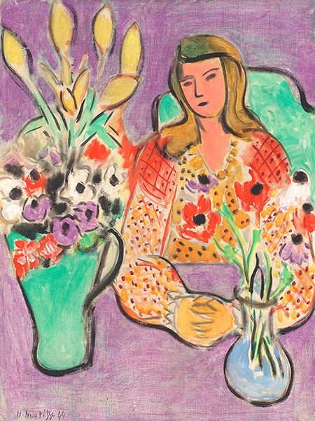 Henri Matisse, Jeune fille aux anemones sur fond violet