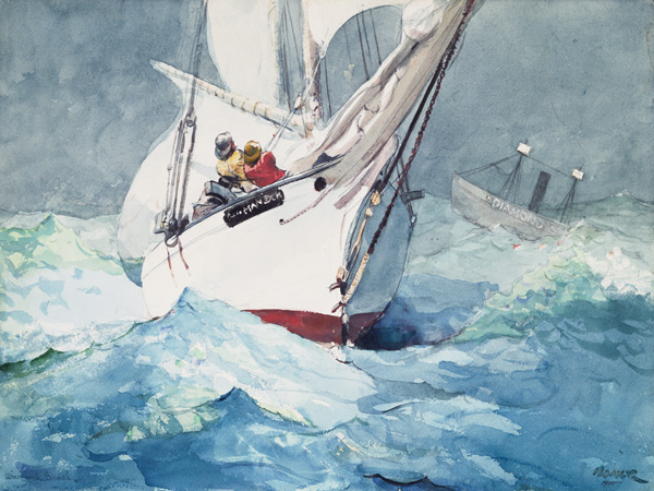 Winslow Homer, Reefing sails around Diamond Shoals, Cape Hatteras