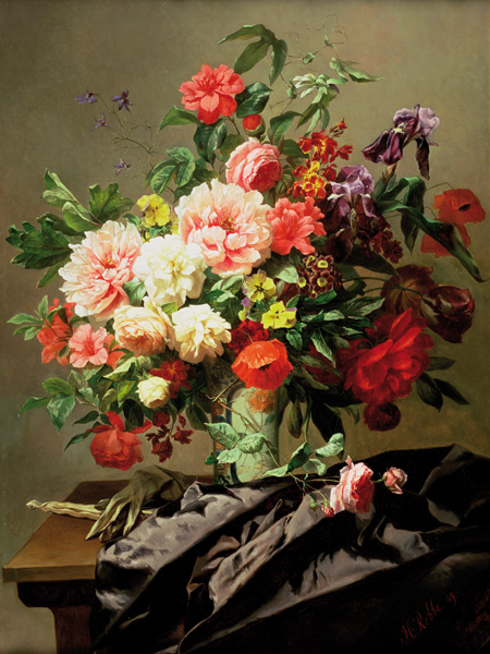 Henri Robbe, Peonies, Poppies and Roses