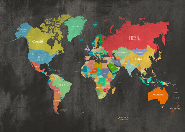 Joannoo, Modern Map of the World (Chalkboard)
