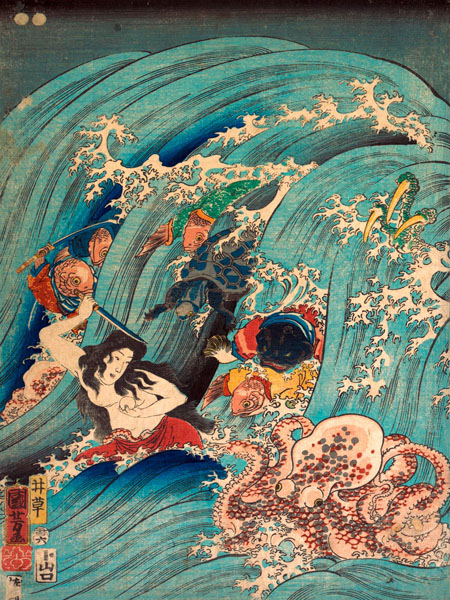 Kuniyoshi Utagawa, Recovering a jewel from the palace of the dragon king I