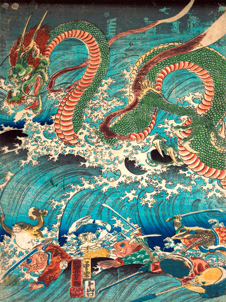 Kuniyoshi Utagawa, Recovering a jewel from the palace of the dragon king II