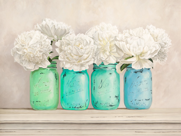 Jenny Thomlinson, Peonies in Mason Jars