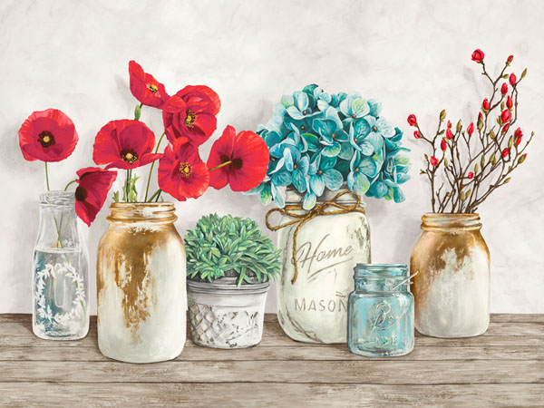 Jenny Thomlinson, Floral composition with Mason Jars