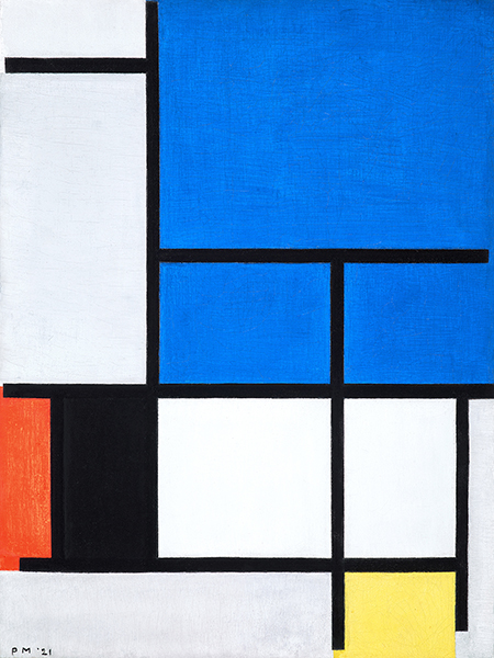 Piet Mondrian, Composition with large blue plane, red, black, yellow, and gray