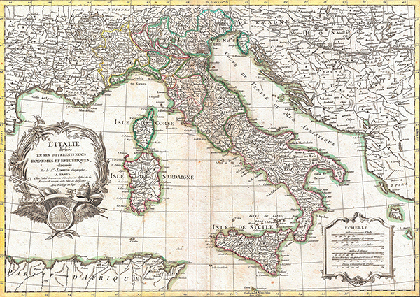 Robert Janvier, Map of Italy, 1770