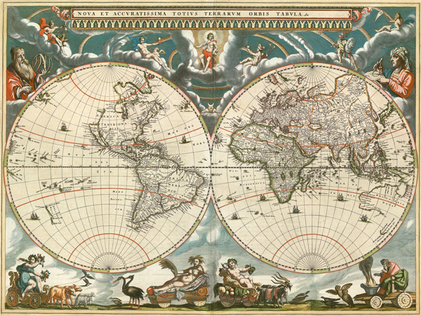 Jan Blaeu, Nova et accuratissima totius terrarum orbis tabula, 1664
