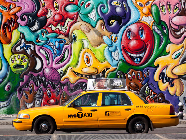 Michel Setboun, Taxi and mural painting in Soho, NYC