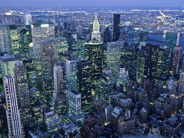 Michel Setboun, Manhattan skyline at dusk, NYC