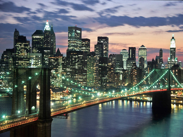 Michel Setboun, Brookyn bridge and Downtown skyline, NYC