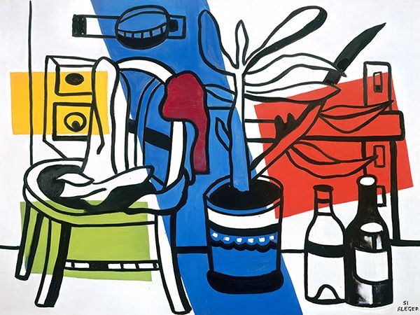 Fernand Leger, Une chaise, un pot de fleurs, deux bouteilles
