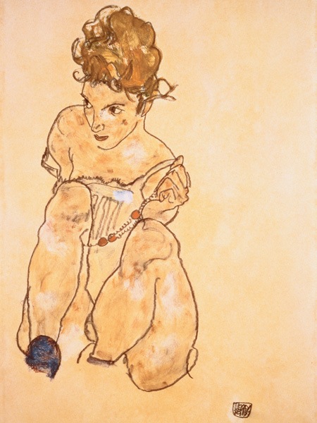 Egon Schiele, Seated Girl in Slip