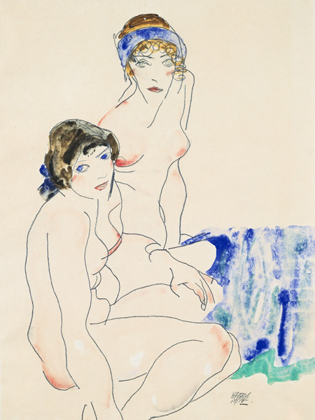 Egon Schiele, Two Female Nudes by the Water