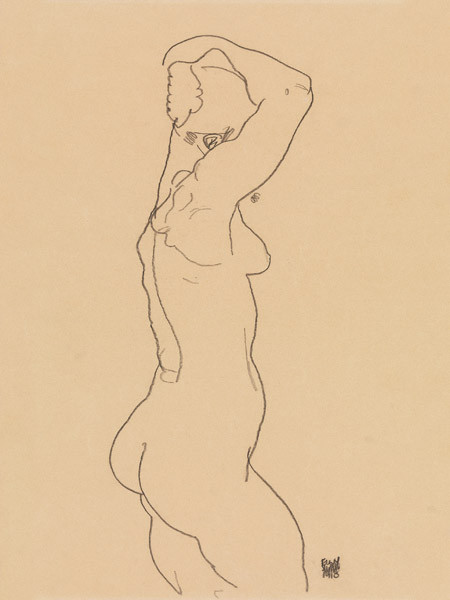 Egon Schiele, Standing Nude, Facing Right