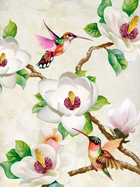 Terry Wang, Magnolia and Humming Birds