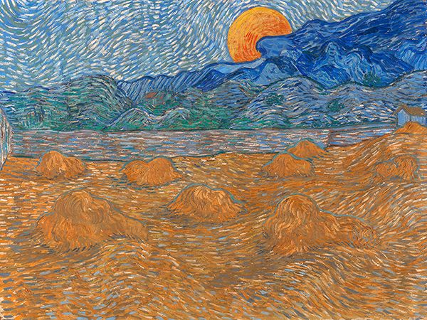 Vincent van Gogh, Landscape with wheat sheaves and rising moon, 1889