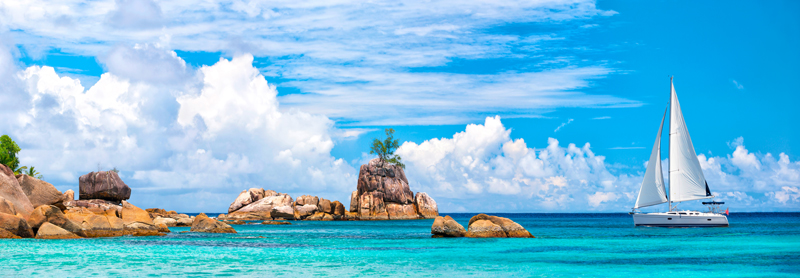 Pangea Images, Sailboat at La Digue, Seychelles